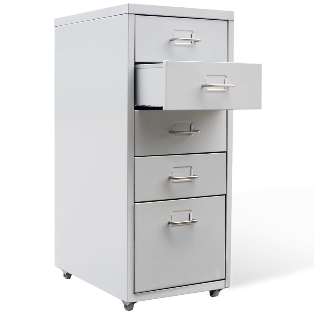 Registerschrank mit 5 Schubladen Grau 68,5 cm Stahl