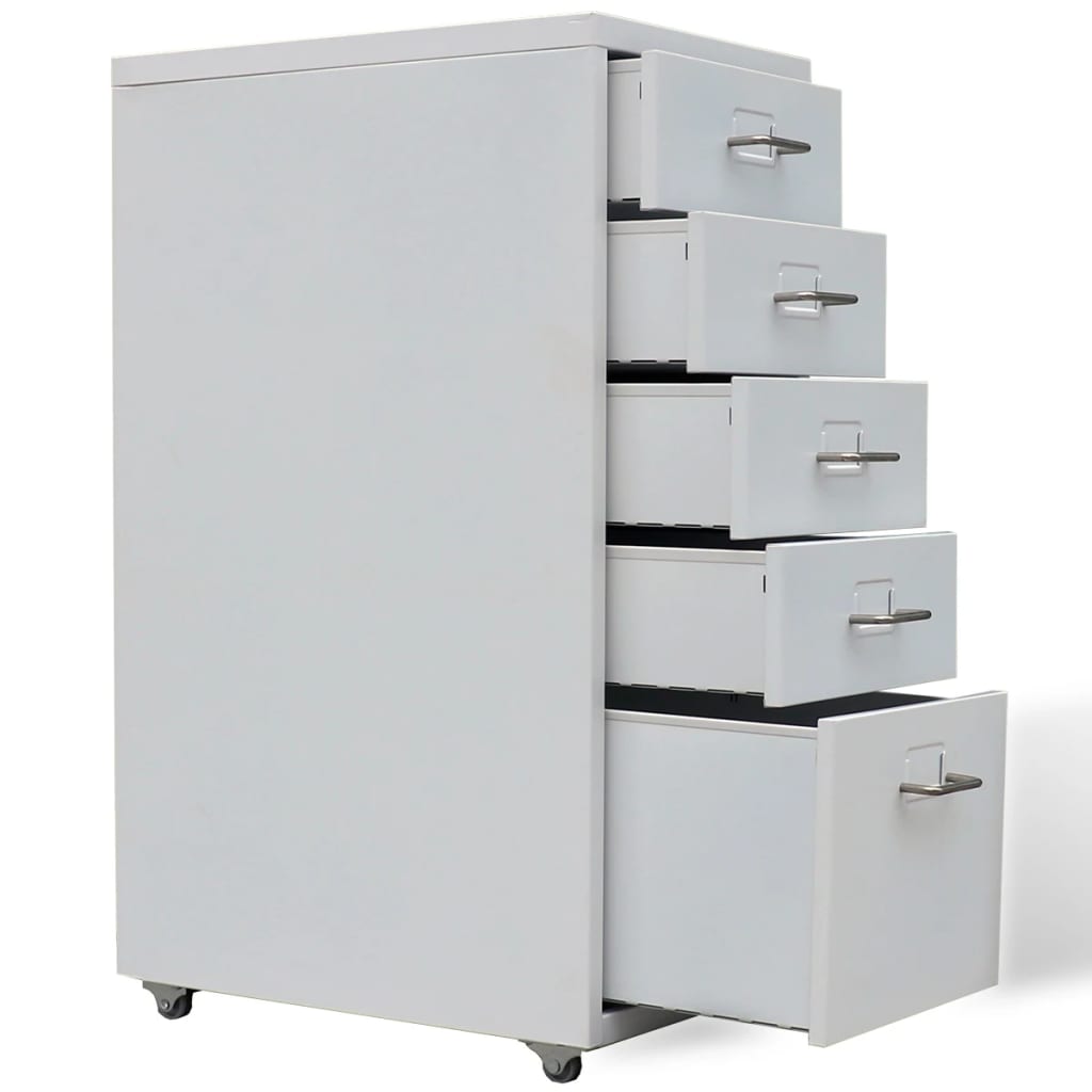 Registerschrank mit 5 Schubladen Grau 68,5 cm Stahl