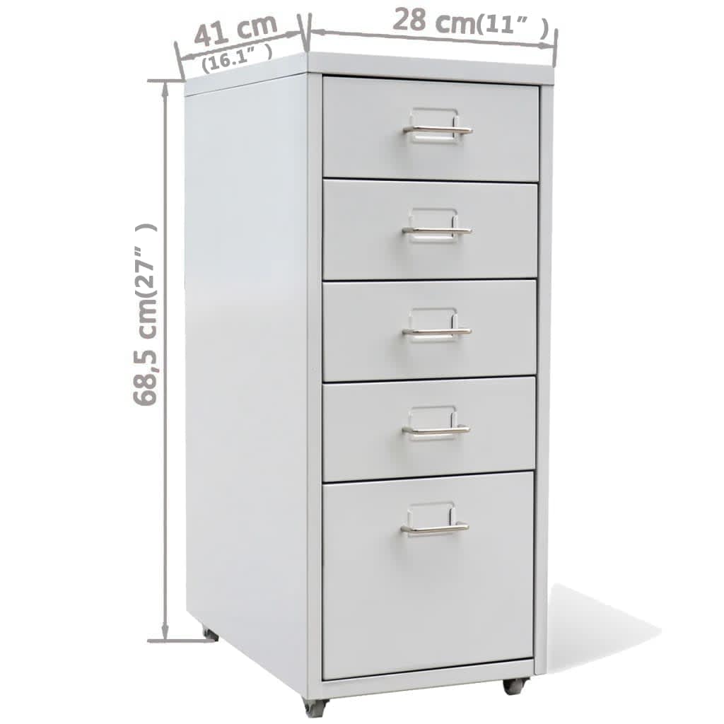 Registerschrank mit 5 Schubladen Grau 68,5 cm Stahl