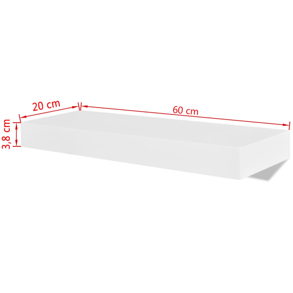 2er Set MDF Wandregal Hängeregal Wandboard Bücher/DVD Regal, weiß