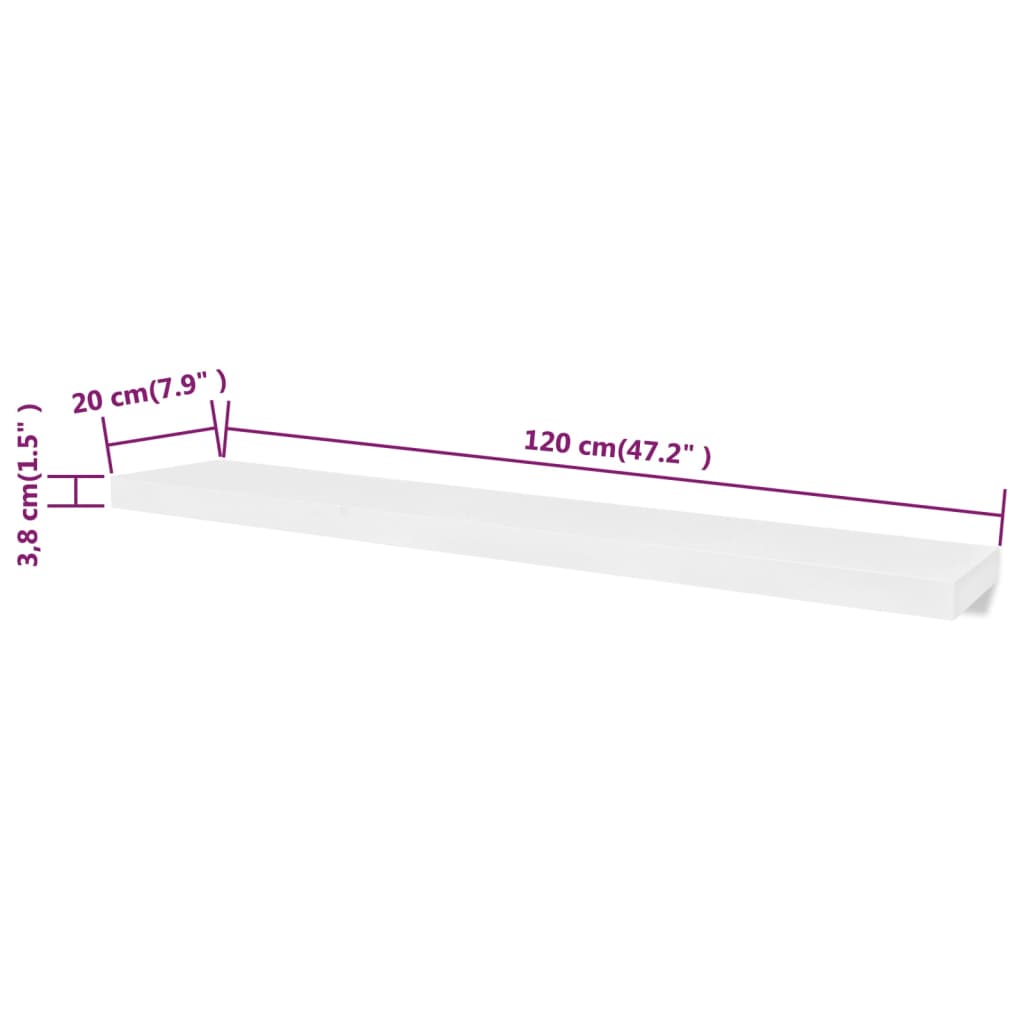 2er Set MDF Wandregal Wandboard Bücher/DVD-Regal Hängeregal, weiß