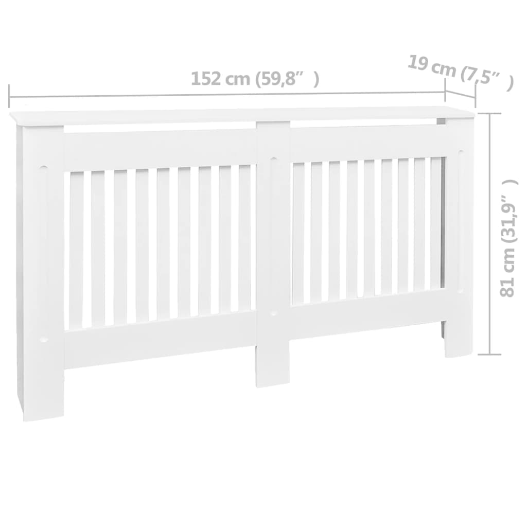 MDF Heizkörper-Abdeckung Heizkörperverkleidung 152 cm, weiß