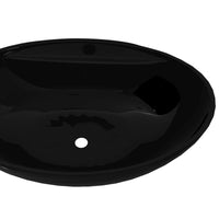 Thumbnail for Keramik Waschbecken Hahnloch/Überlaufloch schwarz oval