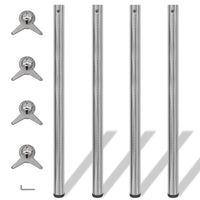 Thumbnail for 242138 4 Height Adjustable Table Legs Brushed Nickel 1100 mm