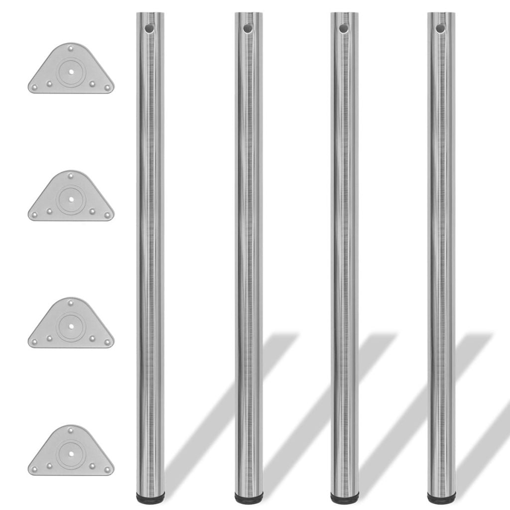 242147 4 Height Adjustable Table Legs Brushed Nickel 1100 mm