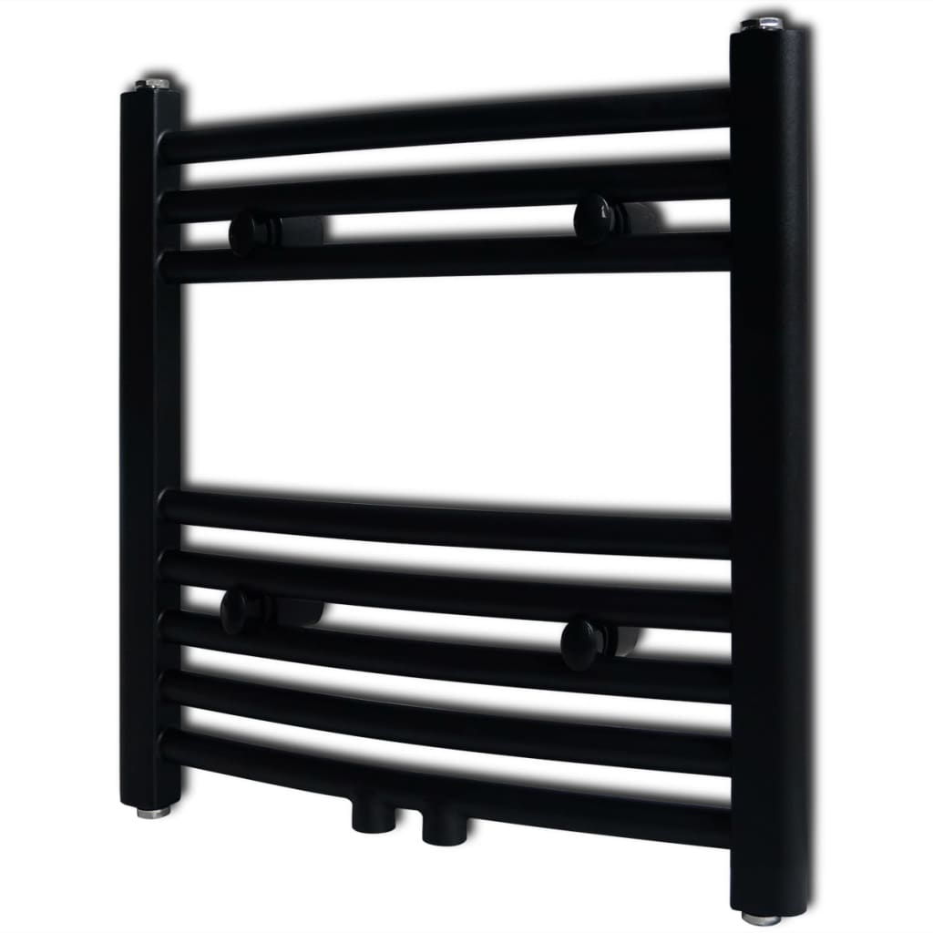 Badheizkörper Schwarz Handtuchhalter Gebogen 480x480 mm