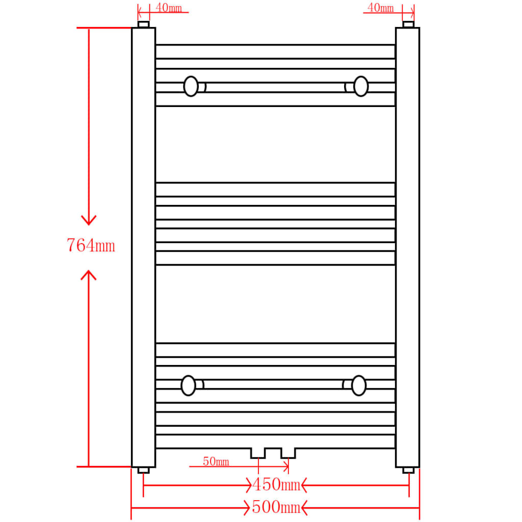 Handtuchheizkörper Warmwasser Gebogen Schwarz 500x764 mm