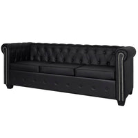 Thumbnail for Chesterfield Sofa 3-Sitzer Kunstleder Schwarz