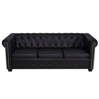 Thumbnail for Chesterfield Sofa 3-Sitzer Kunstleder Schwarz