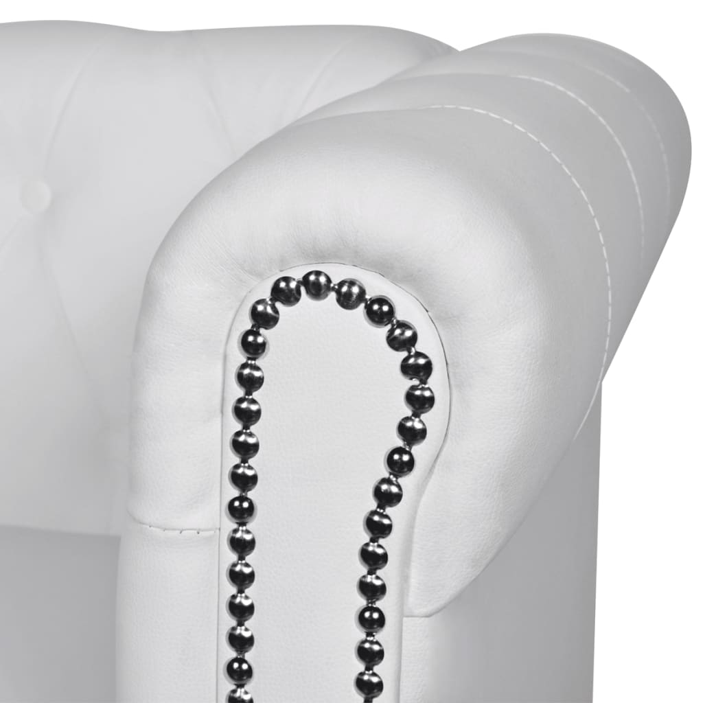 Chesterfield Sofa 3-Sitzer Kunstleder Weiß