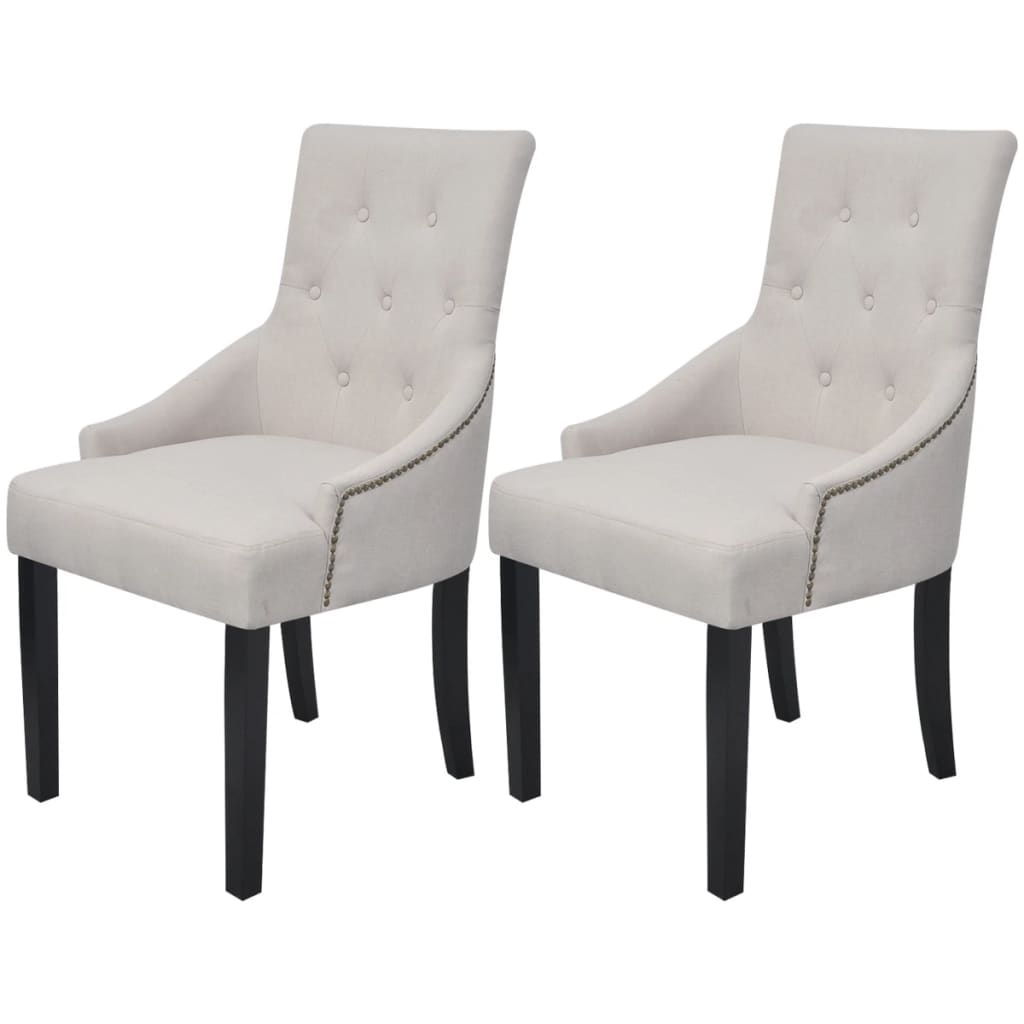 242402 vidaXL Dining Chairs 2 pcs Cream Grey Fabric