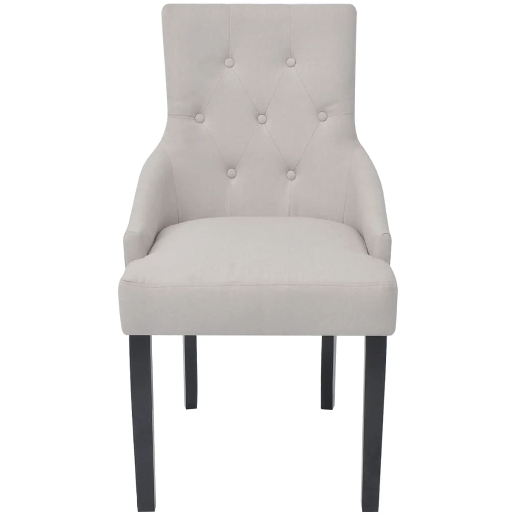 242402 vidaXL Dining Chairs 2 pcs Cream Grey Fabric
