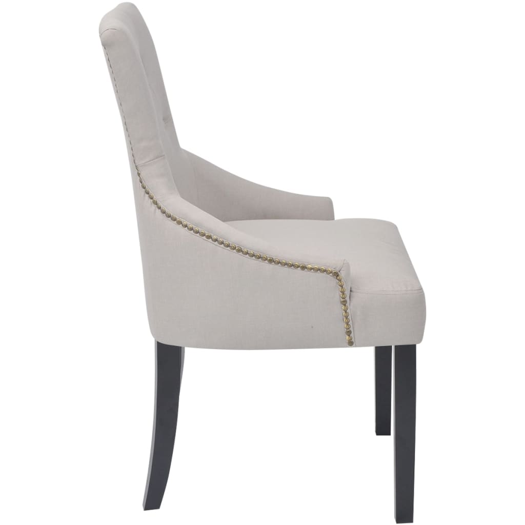 242402 vidaXL Dining Chairs 2 pcs Cream Grey Fabric