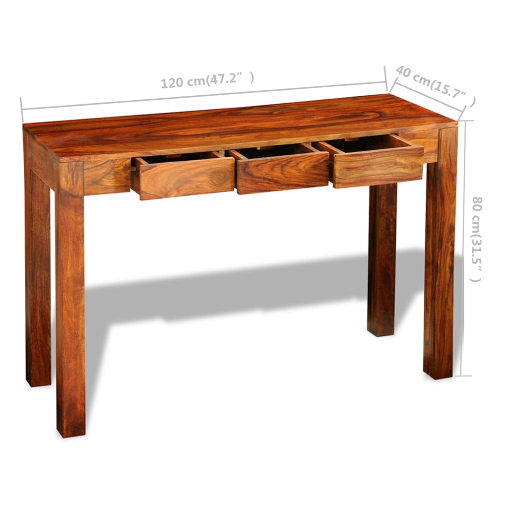 Konsolentisch mit 3 Schubladen 80 cm Massivholz