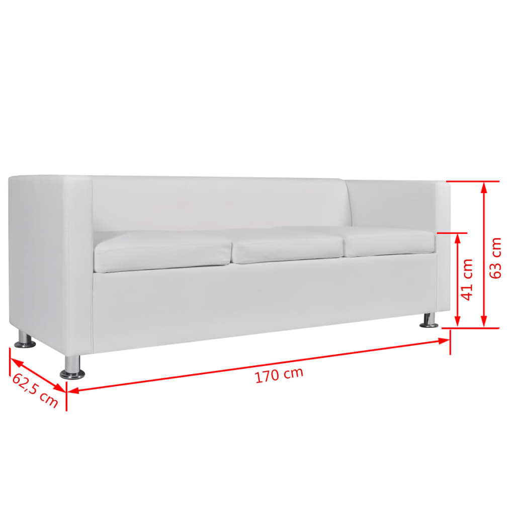 Sofa-Set Kunstleder 3-Sitzer + 2-Sitzer Weiß