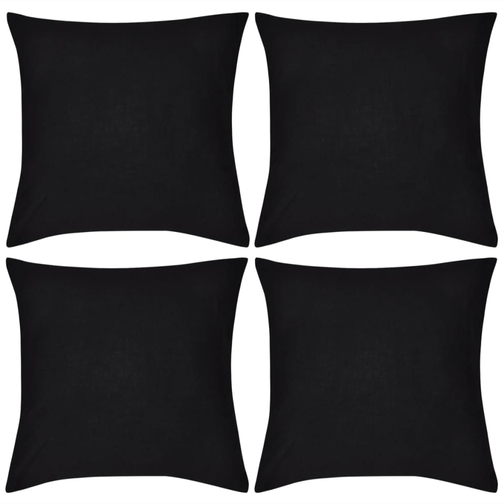 4 schwarze Kissenbezüge Baumwolle 50 x 50 cm