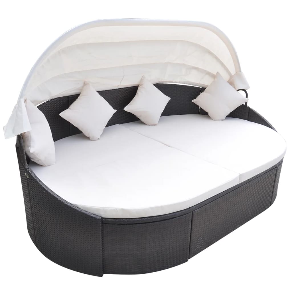Garten-Sonneninsel mit Sonnendach Poly Rattan Braun
