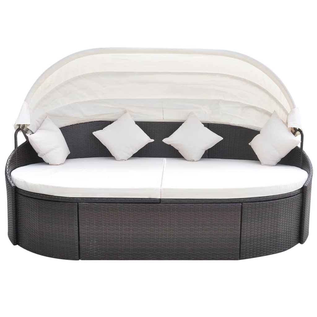 Garten-Sonneninsel mit Sonnendach Poly Rattan Braun