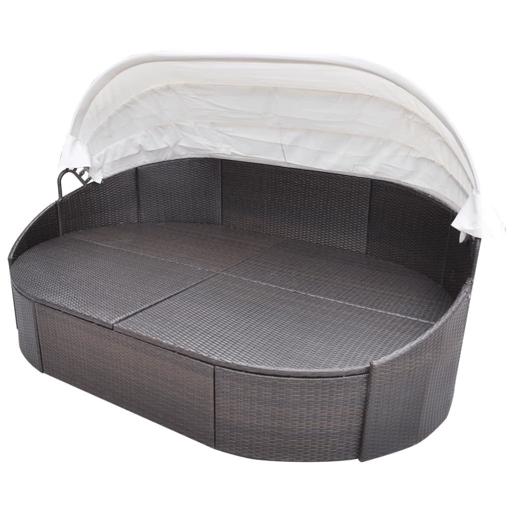 Garten-Sonneninsel mit Sonnendach Poly Rattan Braun