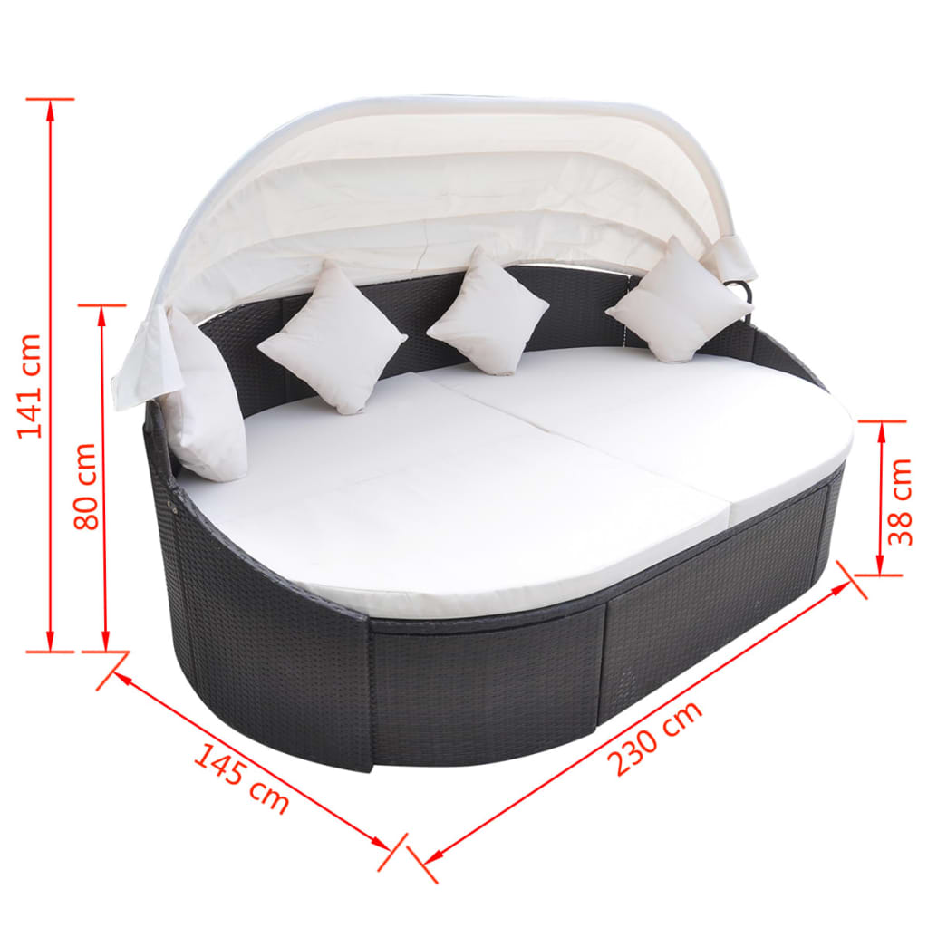 Garten-Sonneninsel mit Sonnendach Poly Rattan Braun