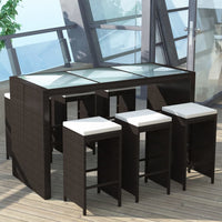 Thumbnail for 7-tlg. Gartenbar-Set mit Auflagen Poly Rattan Braun