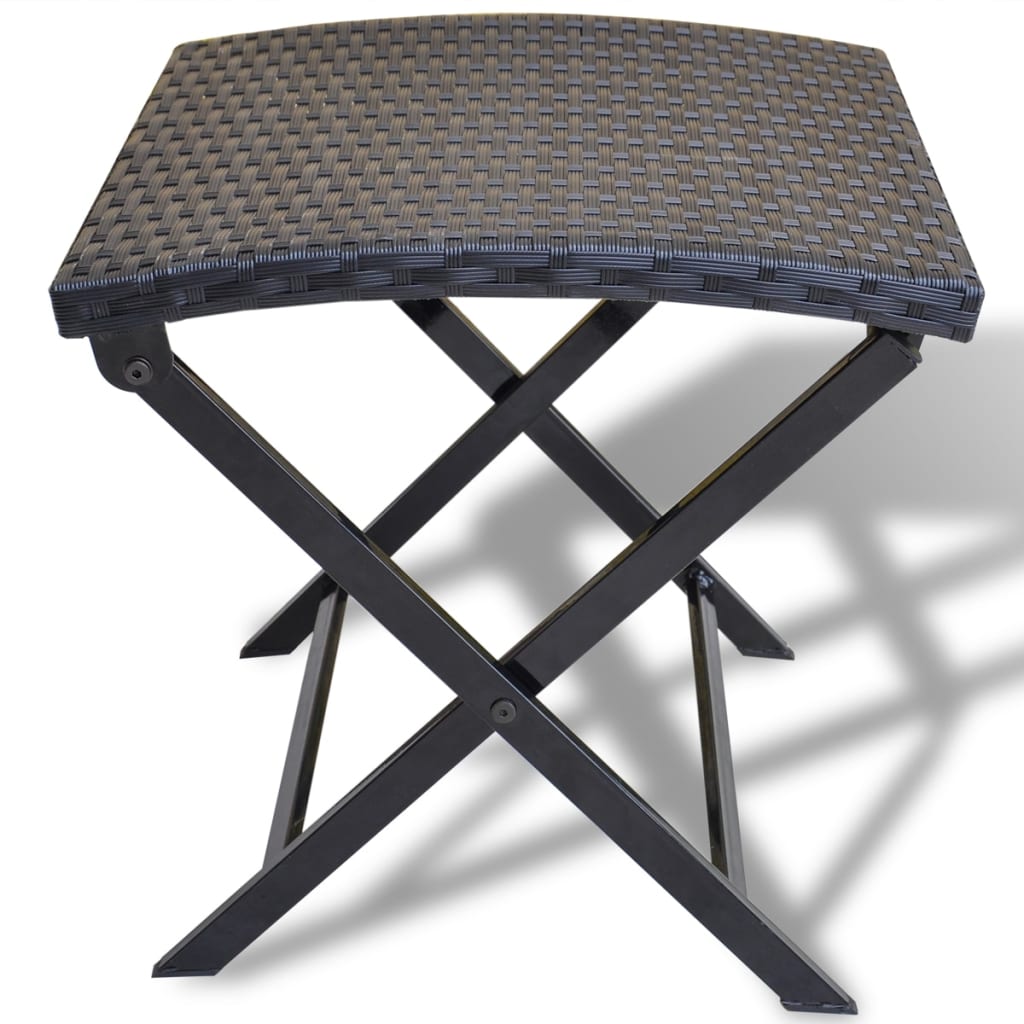 Klappbarer Hocker Poly Rattan Schwarz