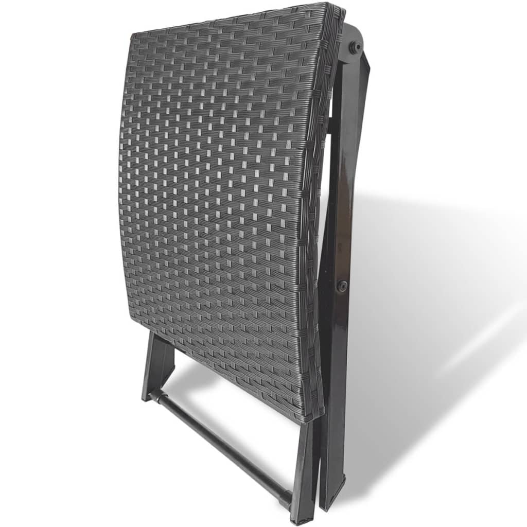 Klappbarer Hocker Poly Rattan Schwarz