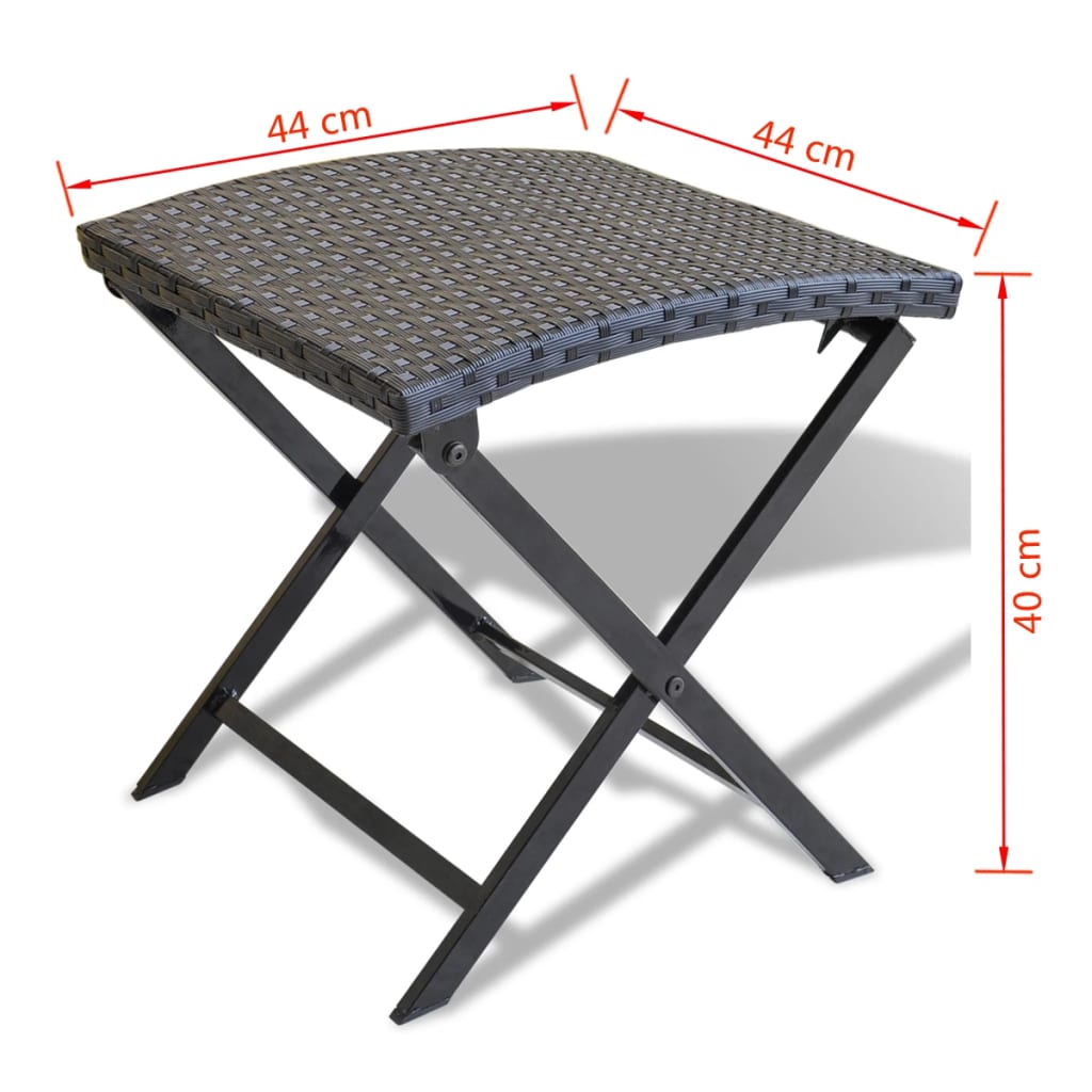 Klappbarer Hocker Poly Rattan Schwarz
