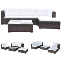Thumbnail for 5-tlg. Garten-Lounge-Set mit Auflagen Poly Rattan Braun