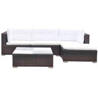 Thumbnail for 5-tlg. Garten-Lounge-Set mit Auflagen Poly Rattan Braun