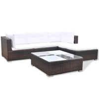 Thumbnail for 5-tlg. Garten-Lounge-Set mit Auflagen Poly Rattan Braun