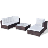 Thumbnail for 5-tlg. Garten-Lounge-Set mit Auflagen Poly Rattan Braun
