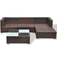 Thumbnail for 5-tlg. Garten-Lounge-Set mit Auflagen Poly Rattan Braun