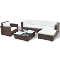 Thumbnail for 6-tlg. Garten-Lounge-Set mit Auflagen Poly Rattan Braun