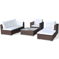 Thumbnail for 6-tlg. Garten-Lounge-Set mit Auflagen Poly Rattan Braun