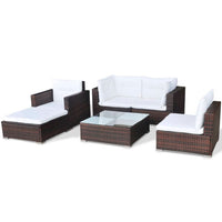 Thumbnail for 6-tlg. Garten-Lounge-Set mit Auflagen Poly Rattan Braun