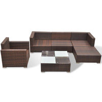 Thumbnail for 6-tlg. Garten-Lounge-Set mit Auflagen Poly Rattan Braun