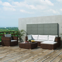 Thumbnail for 6-tlg. Garten-Lounge-Set mit Auflagen Poly Rattan Braun