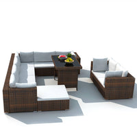 Thumbnail for 10-tlg. Garten-Lounge-Set mit Auflagen Poly Rattan Braun