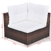 Thumbnail for 10-tlg. Garten-Lounge-Set mit Auflagen Poly Rattan Braun
