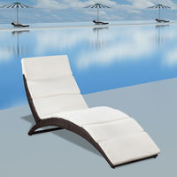 Thumbnail for Klappbare Sonnenliege mit Auflage Poly Rattan Braun