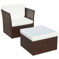 Thumbnail for Gartensessel mit Fußhocker Poly Rattan Braun