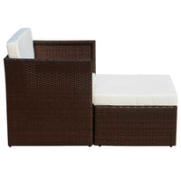 Thumbnail for Gartensessel mit Fußhocker Poly Rattan Braun