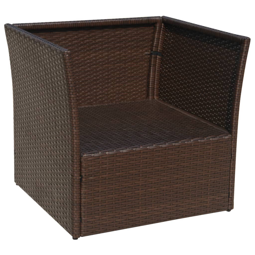 Gartensessel mit Fußhocker Poly Rattan Braun