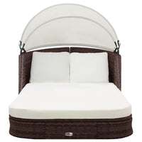 Thumbnail for Sonnenliege mit Baldachin Poly Rattan Braun