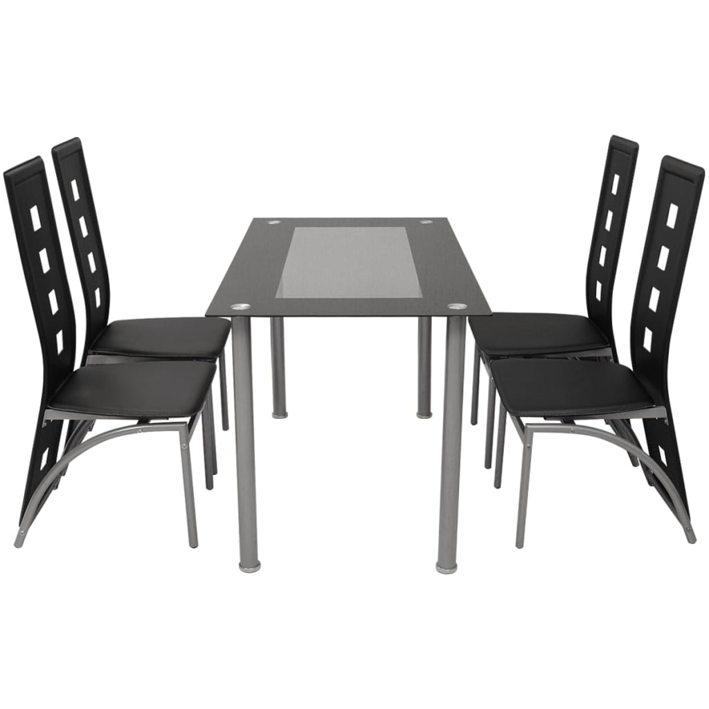 Fünfteilige Essgruppe Schwarz