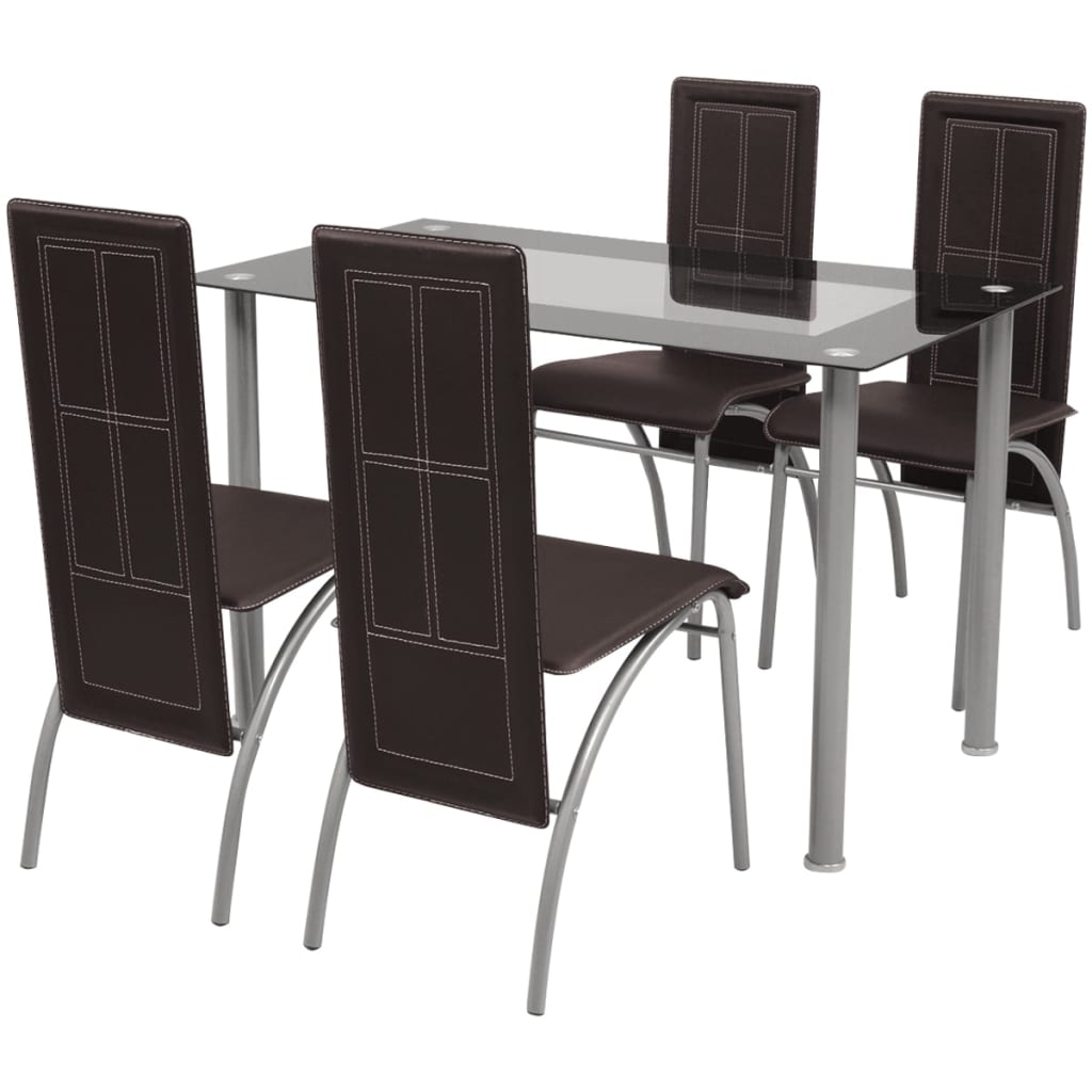 Fünfteilige Essgruppe Braun