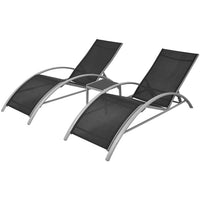 Thumbnail for Sonnenliegen mit Tisch Aluminium Schwarz