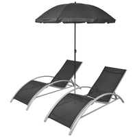 Thumbnail for Sonnenliegen mit Schirm Aluminium Schwarz