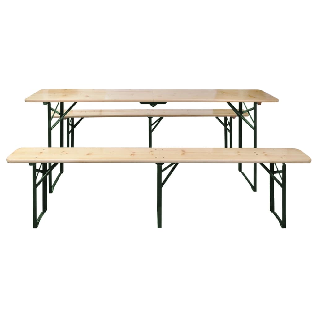 Biertisch mit 2 Bänken Klappbar 220 cm Tannenholz